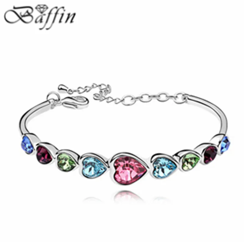 Роскошный браслет Kpop в форме сердца изготовленный из кристаллов Swarovski pulseira