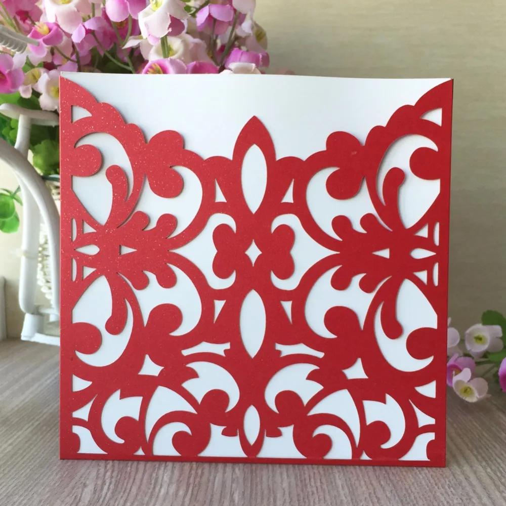 

40Pcs/Lot Hollow-Carved Design Invitation Card Engagement Wedding Birthday Party Decorations Blessing Card