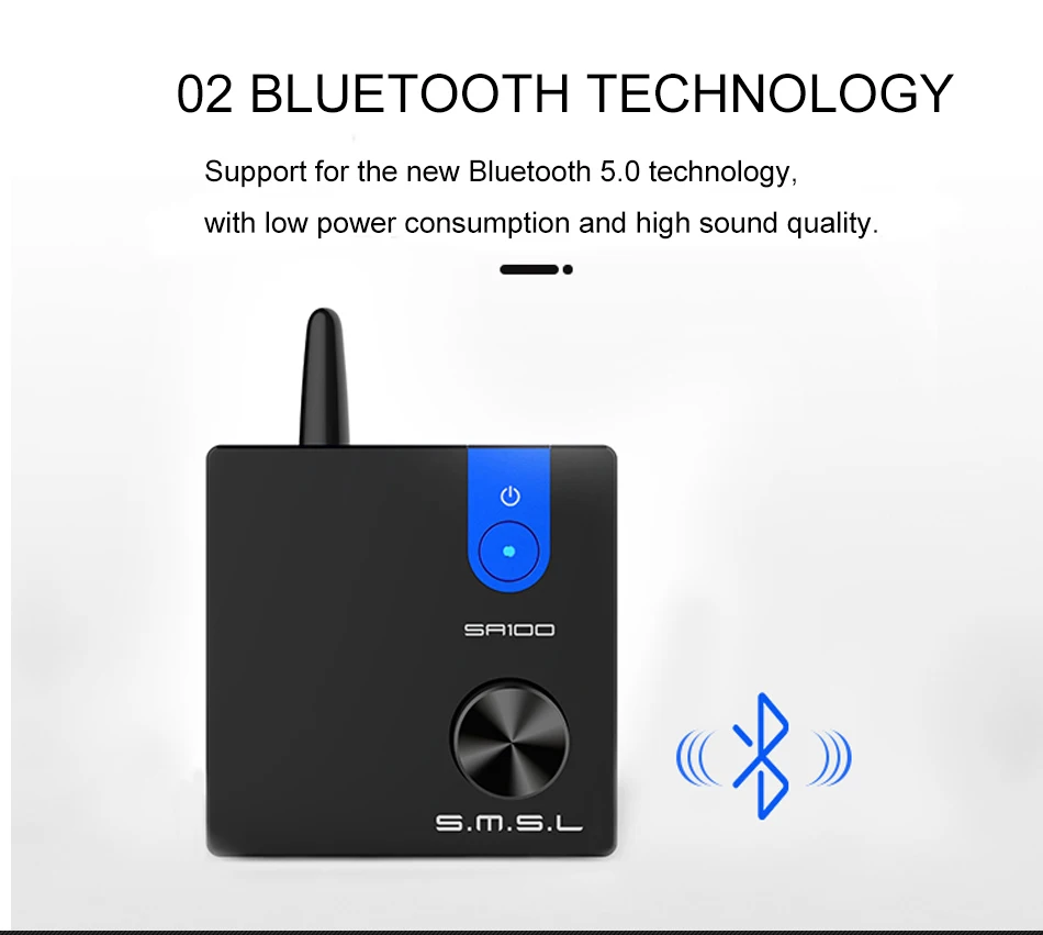 SMSL SA100 усилитель звука bluetooth 50 Вт+ 50 Вт TPA3116D2 усилитель мощности цифровой Hi-Fi аудио стерео усилитель