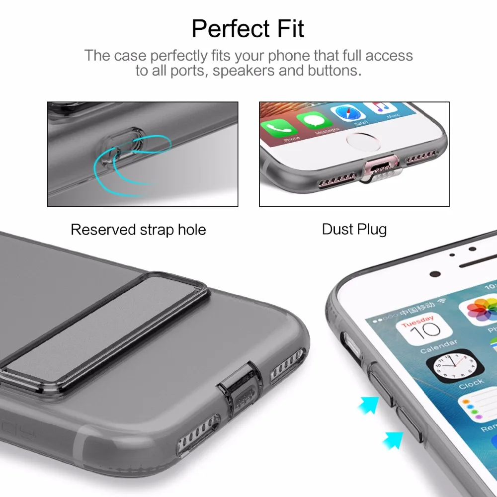 Рок ТПУ Kickstand чехол для iPhone 7/7 Plus тонкий 0.6 мм iPhone7 |