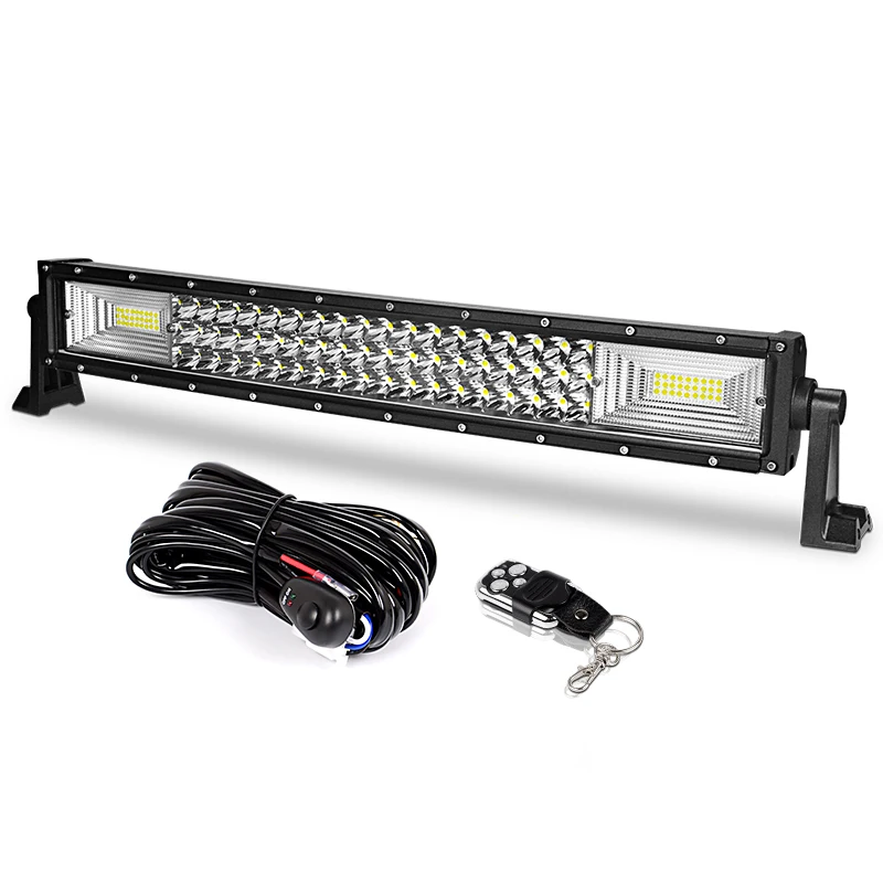 22 inch wire remote Светодиодный бар для УАЗ 4x4 внедорожный 22 32 42 дюймов светодиодный светильник бар 324w 459w 594w точечный светильник Светодиодный луч 12V 24V противотуманная фара светильник s светодиодный рабочий светильник - Цвет: 22 inch wire remote