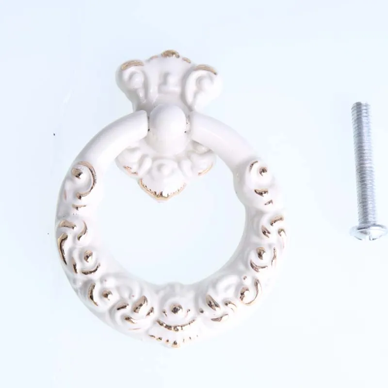 Мебельная ручка в европейском стиле форме кольца цвета слоновой кости белая