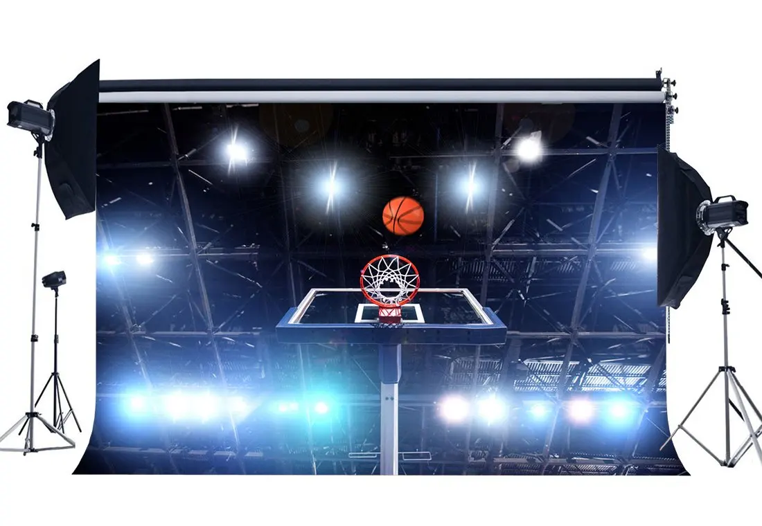 Basketball Court Backdrop Stadium Shining Stage Lights Sports Match Bokeh Photography Background for Boys | Электроника