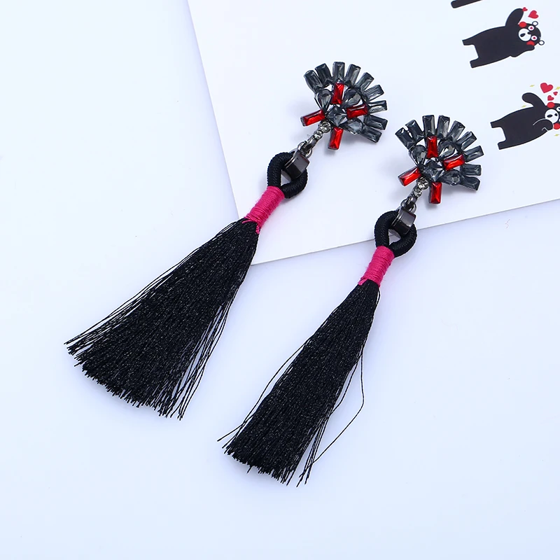 Этнические модные богемные серьги с кристаллами и кисточками для женщин женские