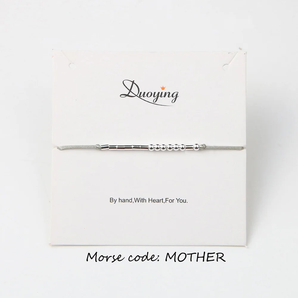 MOTHER Бренд DuoYing Морзе кодовый браслет на заказ золото/серебро цвет латунь персонализированные скрытые сообщения браслет для женщин Ebay поставщик - Окраска металла: MOTHER
