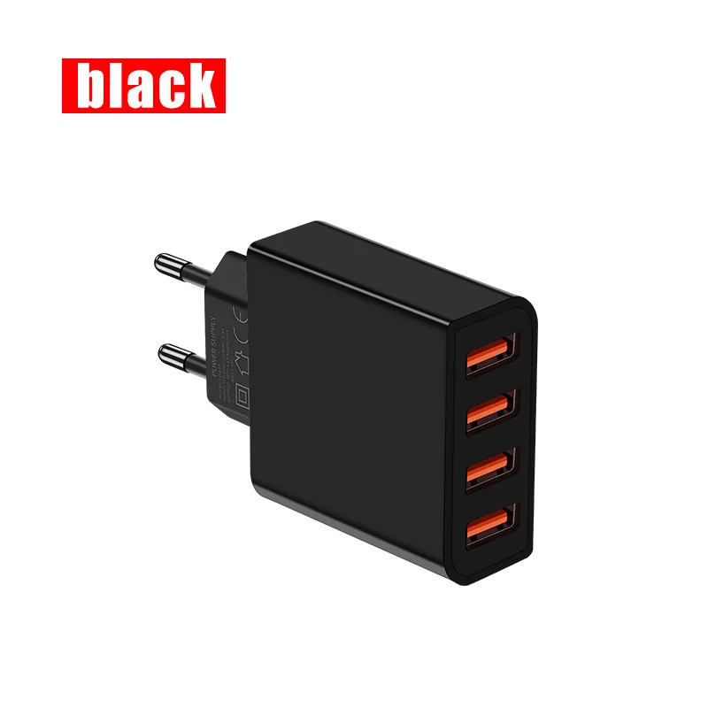 Светодиодный дисплей 3 4 USB зарядное устройство, ZNP универсальное USB ЗУ для мобильного телефона быстрое зарядное устройство для iPhone samsung Xiaomi 3.4A - Тип штекера: 4-Black