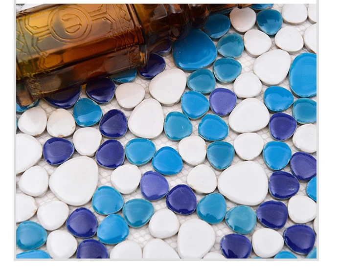 Браслетов с синим морским камнем белая глазурованная керамика плитка галечной