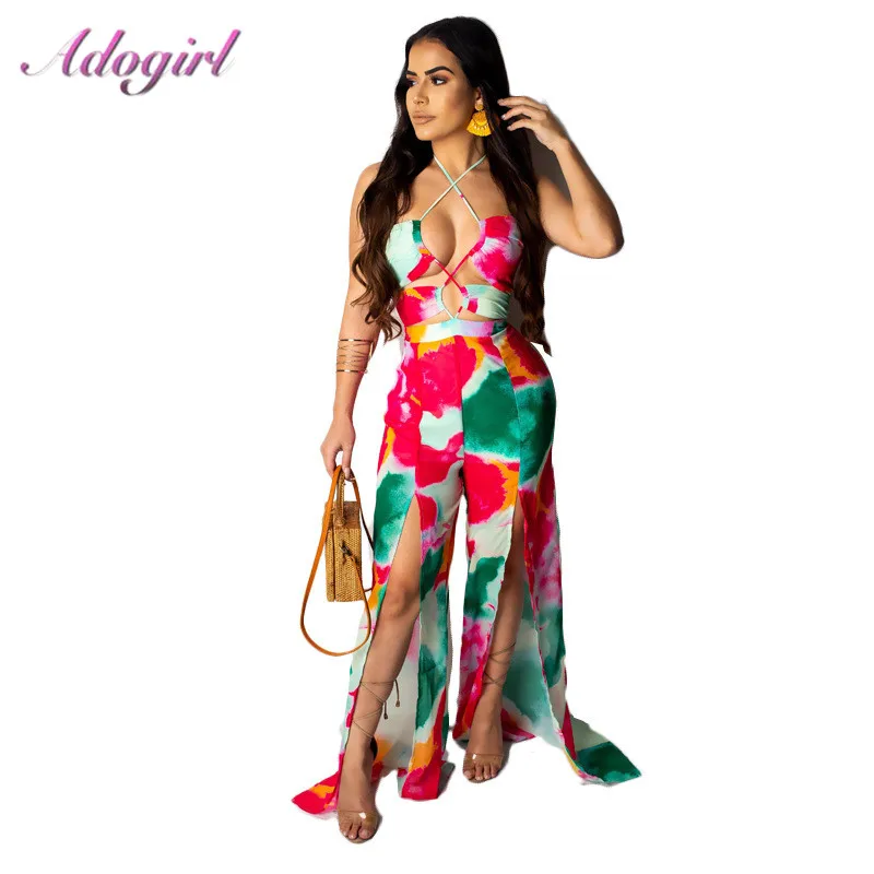 Женский комбинезон с лямкой на шее вечерние комбинезоны открытыми плечами и