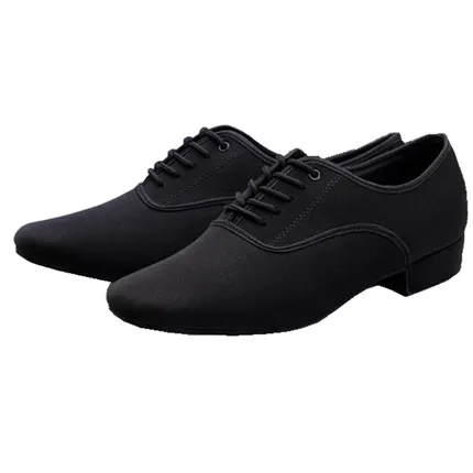 Black Adult size Мужская обувь для латинских бальных танцев, профессиональная черная парусиновая обувь для латинских танцев, сальсы, обувь размера плюс на низком каблуке для танго, бальных танцев - Цвет: Black Adult size