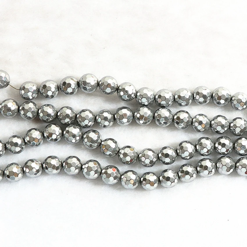Серебряный магнитный гематитовый камень, модные Diy ювелирные изделия 4 мм 6 мм 8 мм 10 мм 12 мм, Круглые граненые бусины 15 дюймов B217