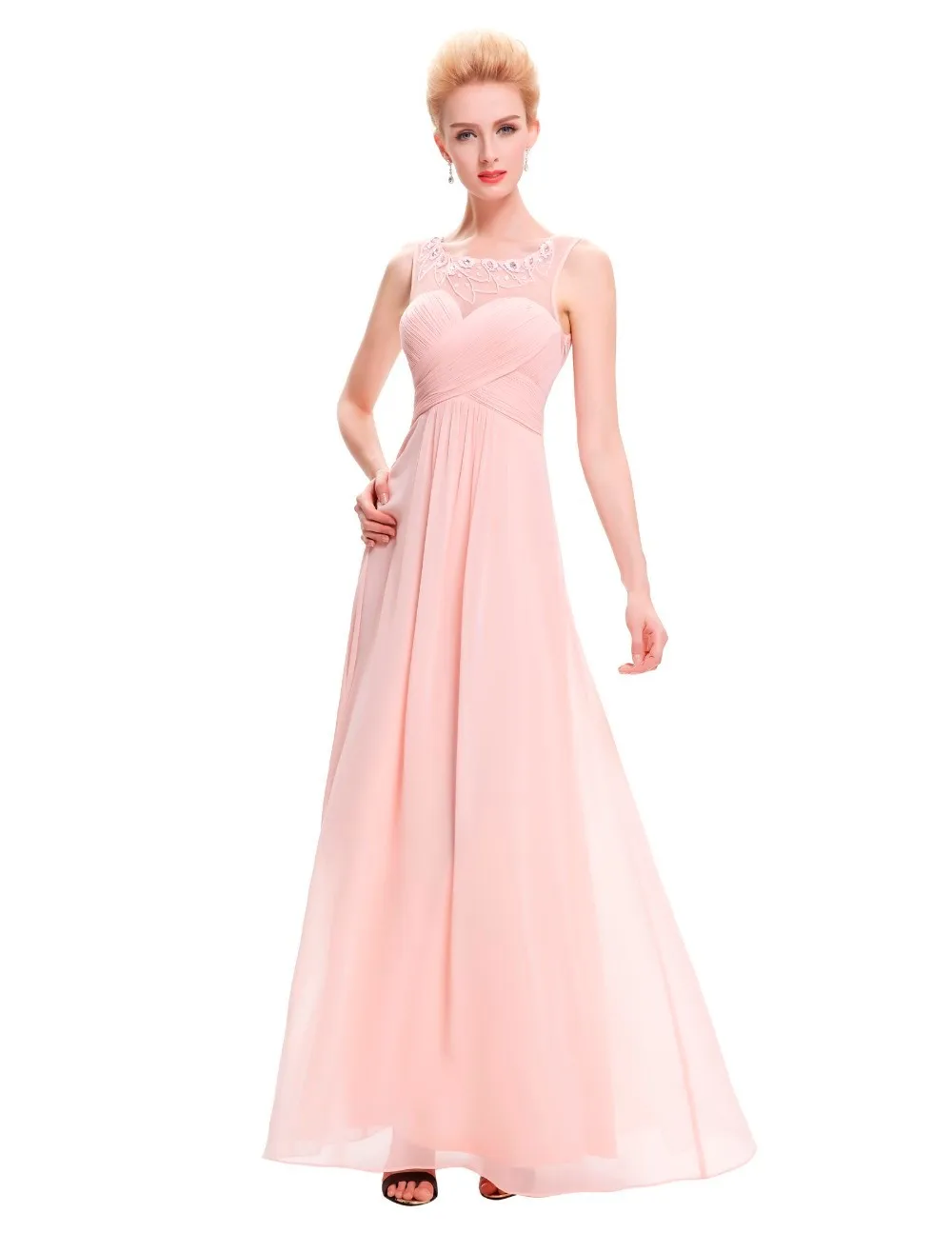 Hot Sale Scoop Neck A-line Light Blue Long Evening Dresses Pleats Beaded Formal Gowns Abendkleid Vestido De Noite | Свадьбы и