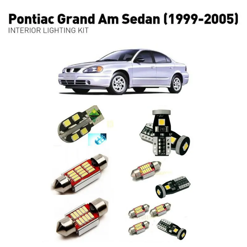 

Led interior lights For pontiac grand am sedan 1999-2005 9pc Led Lights For Cars lighting kit automotive bulbs Canbus