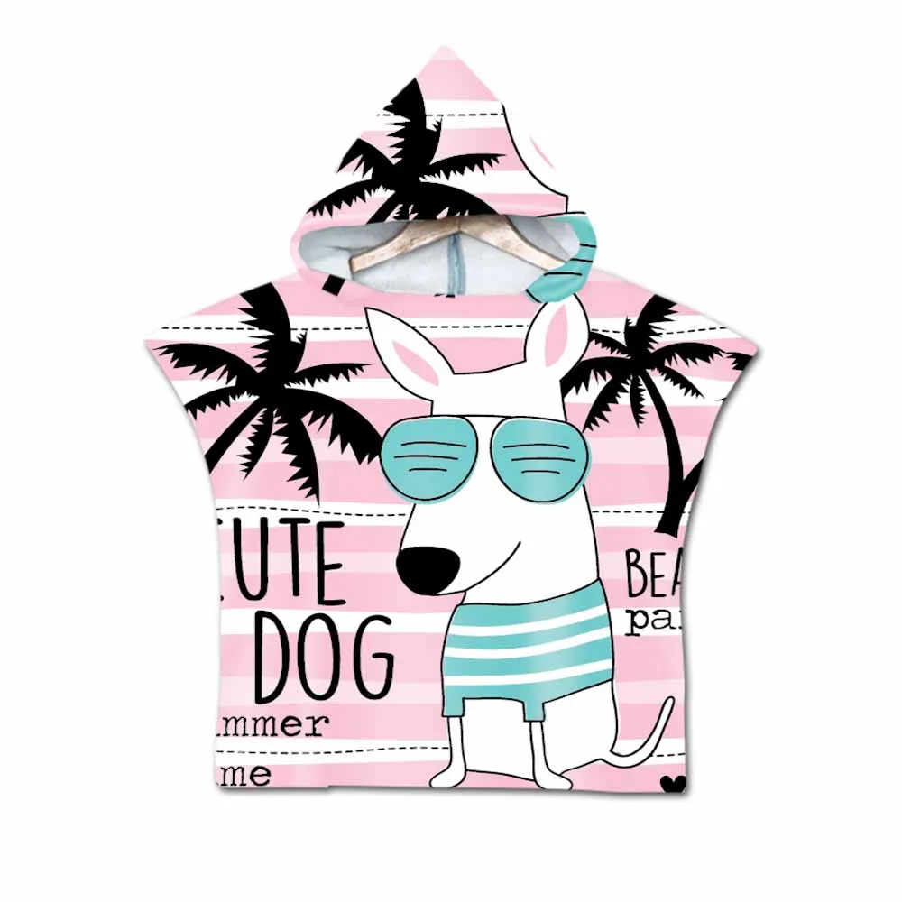 Hello Summer Cartoon Cute Hooded Towel For Kids Fashion Microfiber Beach Wearable Towels Coat As Gifts 3D Digital Printing | Дом и сад