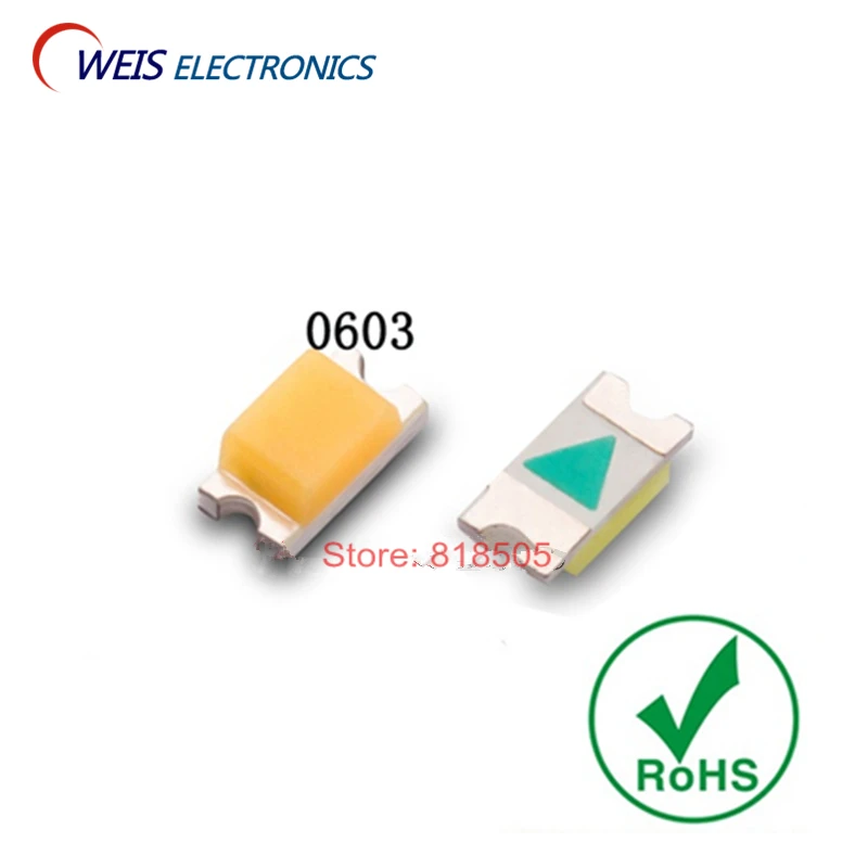 100 шт 0603 SMD светодиодный белый 6000-7000 k/теплый белый 2800-3200 k/холодный белый 8000-11000 k 1,6*0,8 мм 2,8-3,0 v 20mA