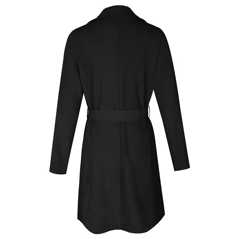 

Cardigan Winter Women Coat Long Sleeve Solid Color Sashes Autumn Turn-Down Collar Outerwear Casual Jacket WS3216C