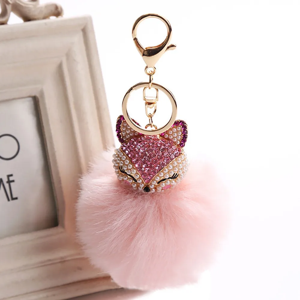 Новинка 2019 женский брелок для ключей с маленьким лисьим мехом помпоном из