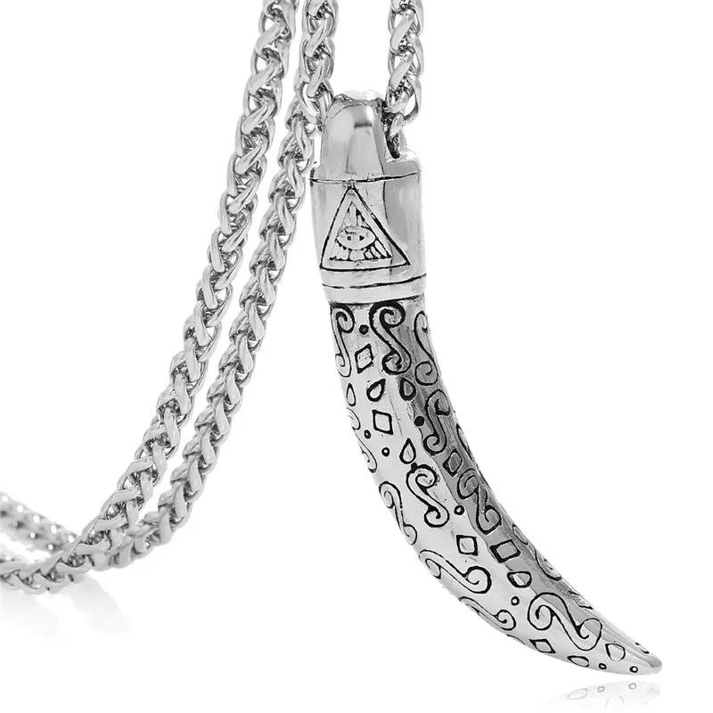 Ожерелье из дамасской стали с подвеской в виде медведя/волка нержавеющей