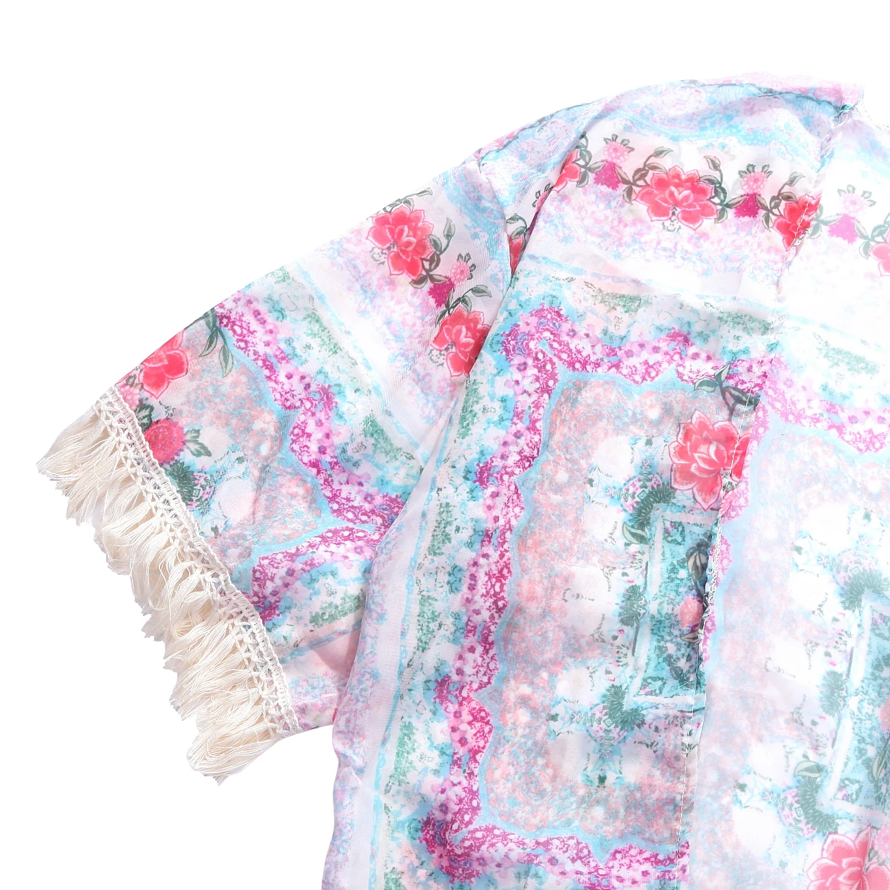 Женская рубашка с цветочным принтом женская накидка бахромой и кисточками