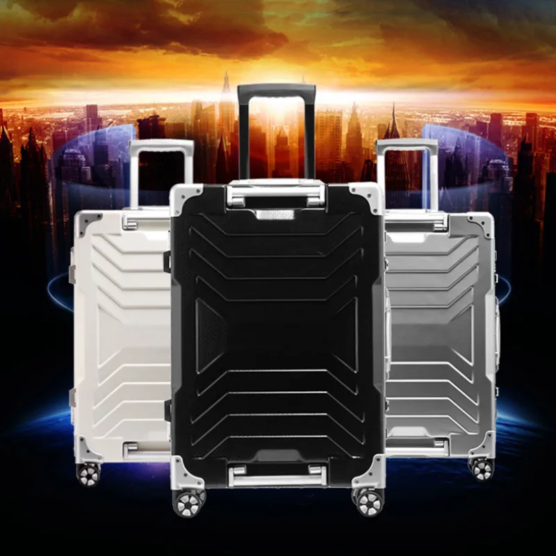 Креативный алюминиевый корпус тележки ABS + PC персональный чемодан универсальный