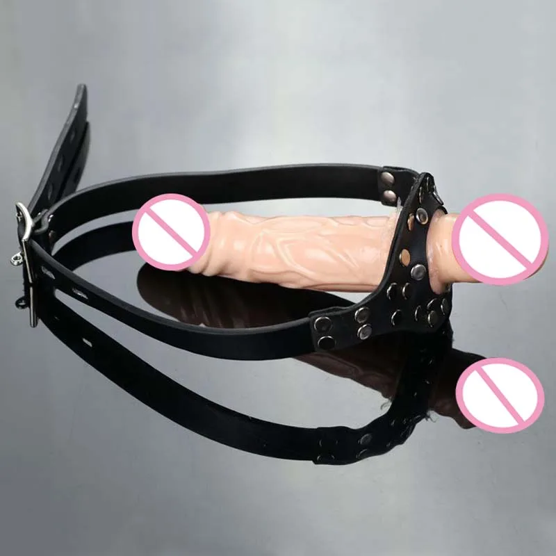 Двойной фаллоимитатор для взрослых двойной кляп кожа БДСМ раб|gag sex|penis gagbondage