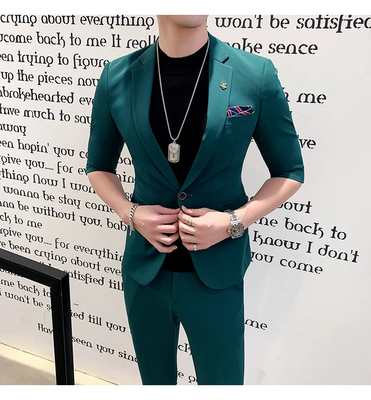 Летний костюм Homme, модные мужские дизайнерские костюмы, розовые мужские костюмы для ночного клуба, Terno Masculino, облегающие мужские костюмы, 2 шт