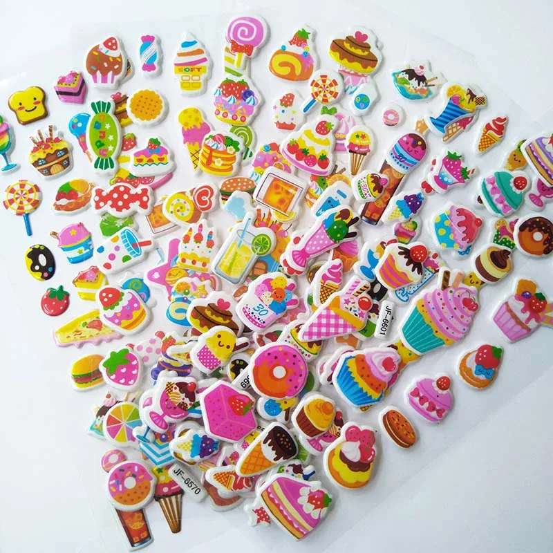 

6 листов наклеек 3D Милые Мультяшные конфеты торт детские наклейки для детей игрушки «сделай сам» забавные Стикеры из пенопласта Детские Сти...