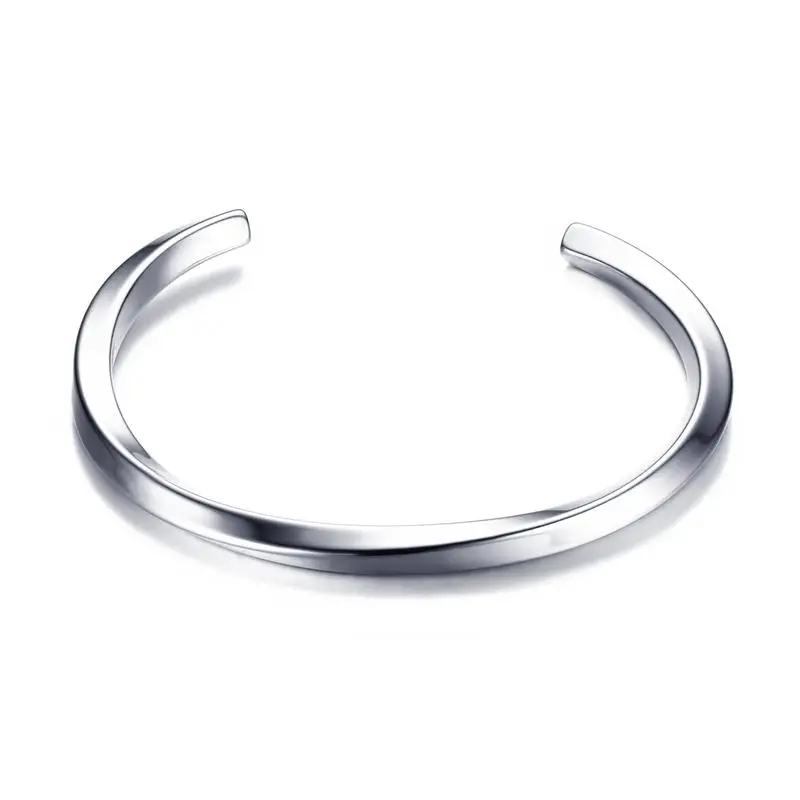 Silver JHSL Новые простые металлические мужские браслеты из нержавеющей стали черные золотые серебряные золотые цвета модные ювелирные изделия Прямая поставка - Окраска металла: Silver
