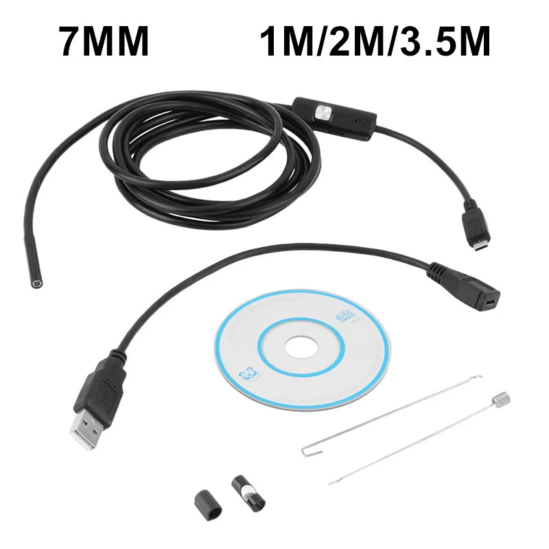 Android usb змея трубка эндоскопа Камера 7 мм с 6 светодиодный 1 м 2 3 5 HD телефонов ПК