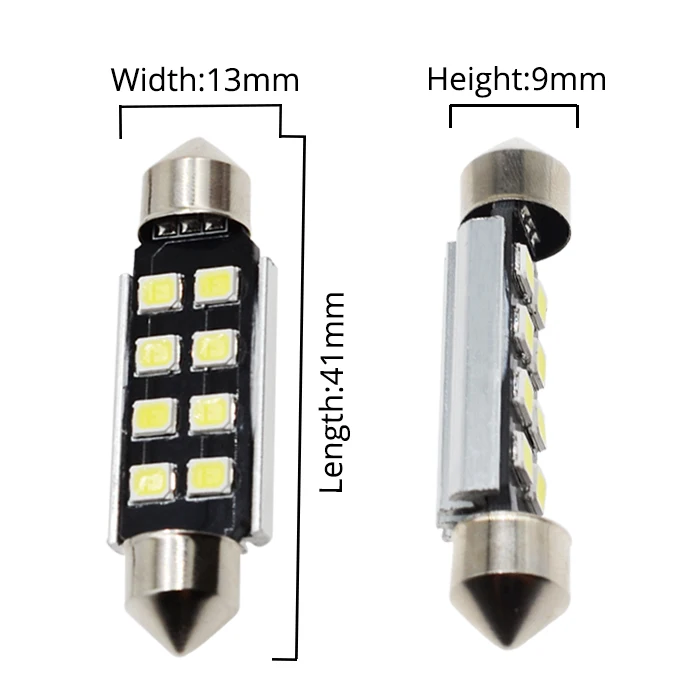 White 41mm Белый 2835 8Led Купол гирлянда светильник Canbus C5W C10W Led 36 мм 39 мм 42 мм Авто Автомобильное светодиодное освещение для Чтения номерного знака двери резервная лампа - Испускаемый цвет: White 41mm