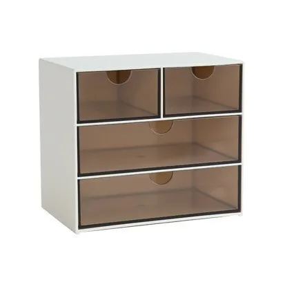 4 drawers brown Пластиковый лоток для хранения для ювелирных изделий Аксессуары волос Puff Almacenaje Maquillaje Макияж Организатор рабочего прозрачная коробка для хранения - Цвет: 4 drawers brown