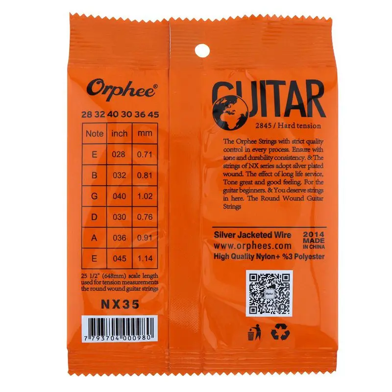 Orphee 6pcs/set Guitar Strings Conventional Classical String Series E/B/G/D/A/E Use High-quality Nylon Wire Feel Modera | Спорт и