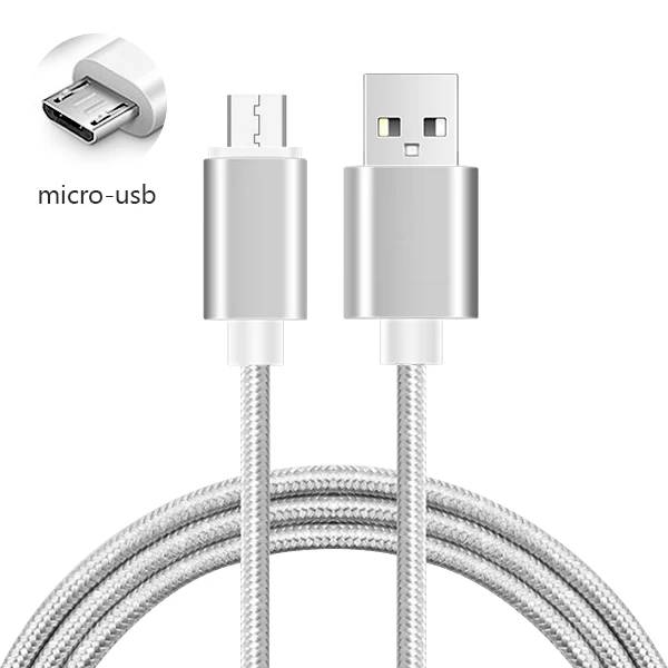 CBAOOO 3M 3A Быстрый Micro USB кабель нейлоновая оплетка Кабель для передачи данных для samsung Galaxy S7 edge S6 Xiaomi Redmi Note 5 кабели для мобильных телефонов - Цвет: silver