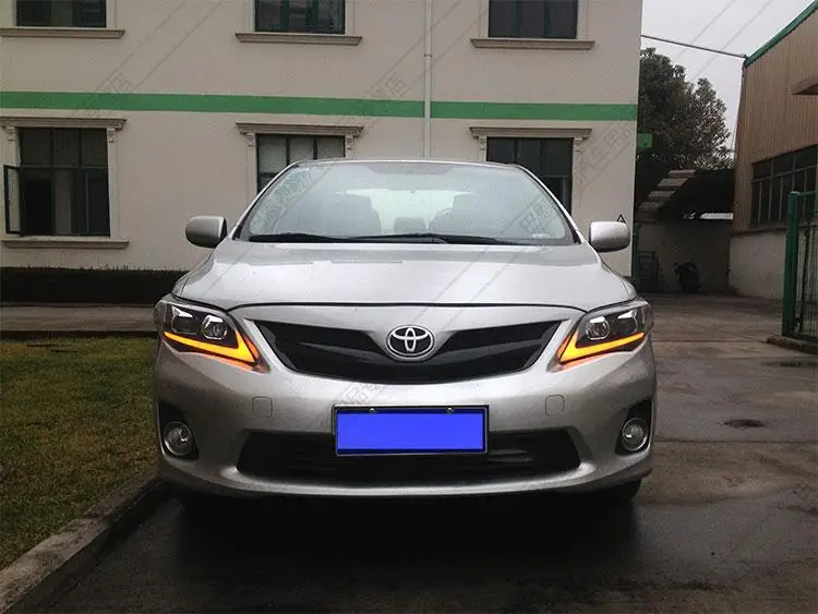 2 шт Тюнинг автомобилей головная лампа для Corolla 2011 2012 2013 год светодиодные фары DRL ходовые огни Биксеноновые лучевые Противотуманные фары с ангельскими глазками