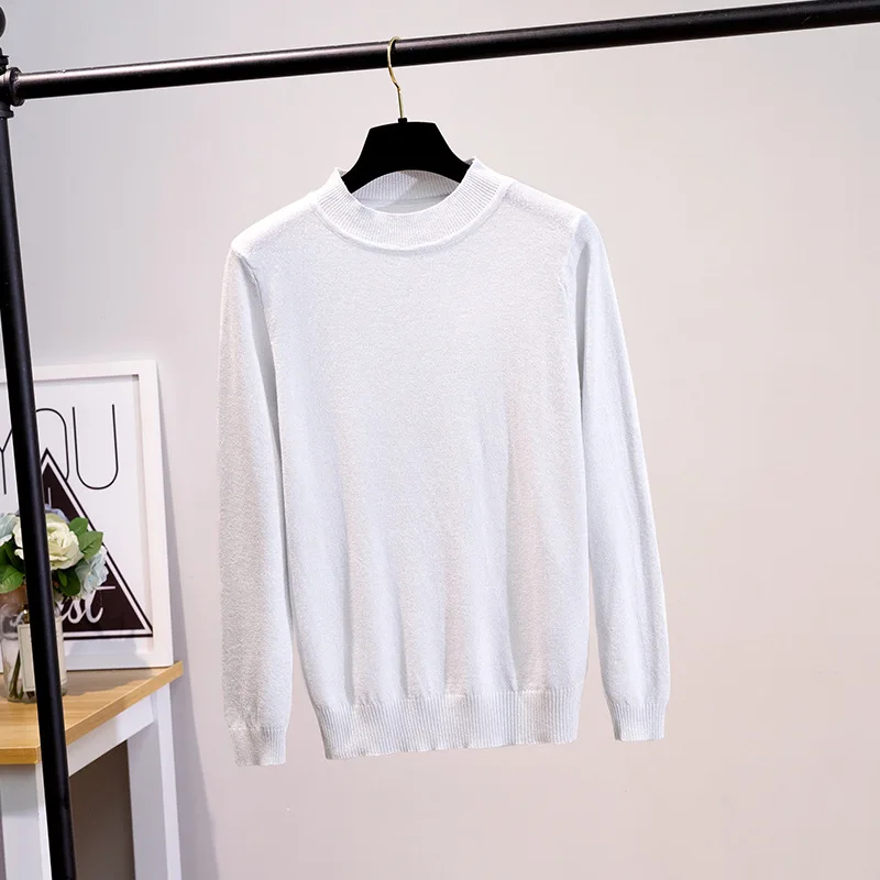 Wixra Winter Spring O Neck Sweater Women Pullover Knit Slim Shiny Basic Sweaters Womens Solid Jumpers For | Женская одежда