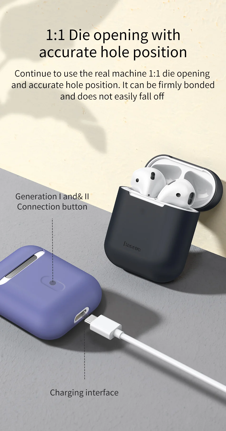Baseus, Ультратонкий чехол, гарнитура для airpods, универсальный силиконовый защитный бокс для Air Pods, 1, 2, аксессуары чехол на airpods 2