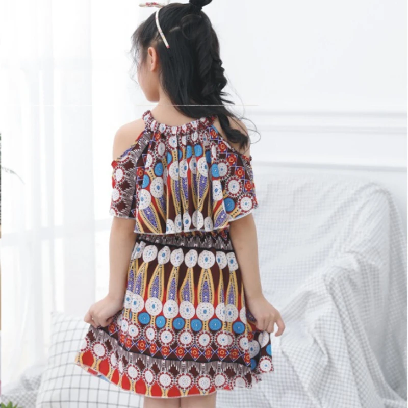 2018 платье для девочек летнее без бретелек шифон в богемном стиле принцессы