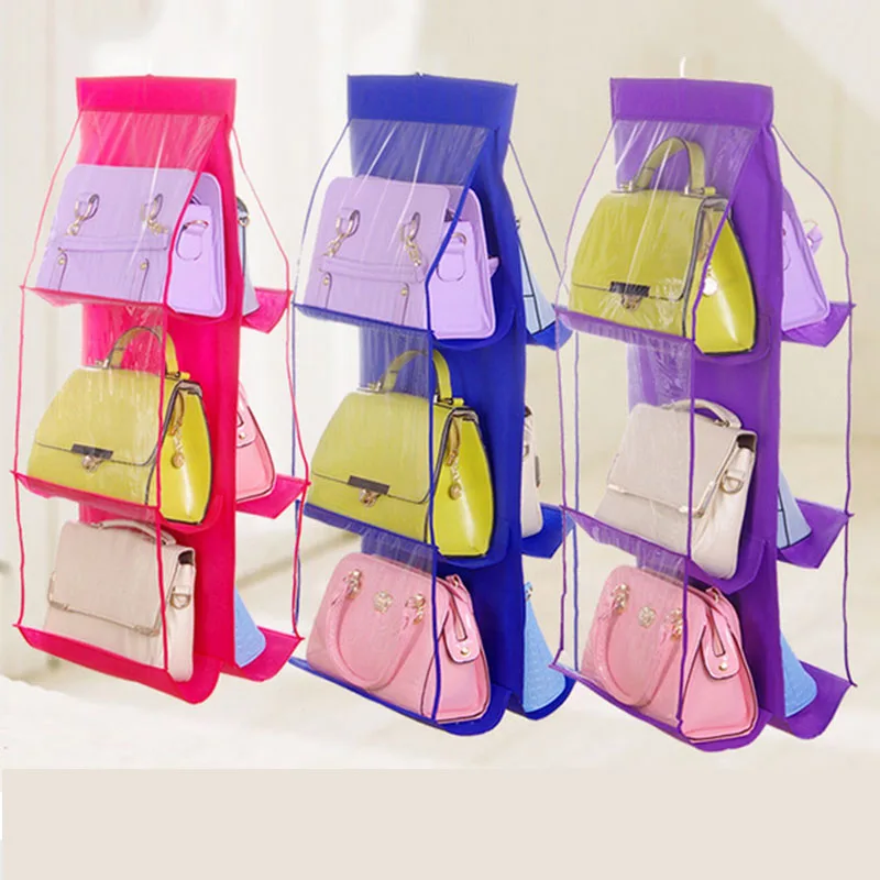 Органайзер для сумок с 6 карманами прозрачная подвесная Сумка гардероба шкафа