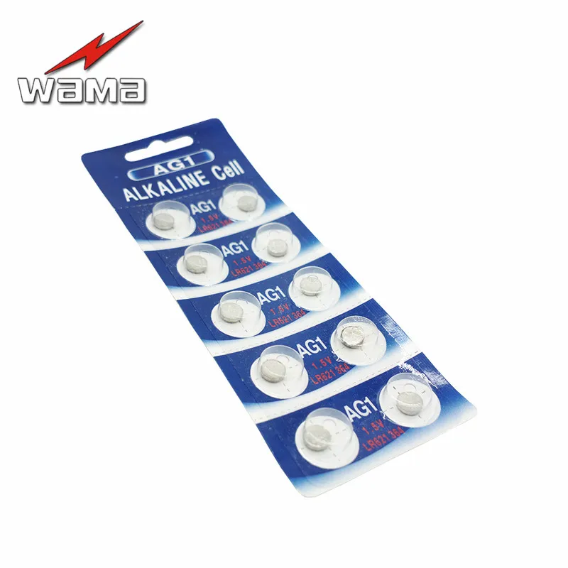 100 шт./10 упаковок Wama AG1 LR621 1 55 V литиевая батарея таблеточного типа ячейки Батарея