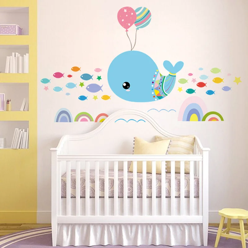 DIY милый подводный мир настенные Стикеры с животными водные животные рыба