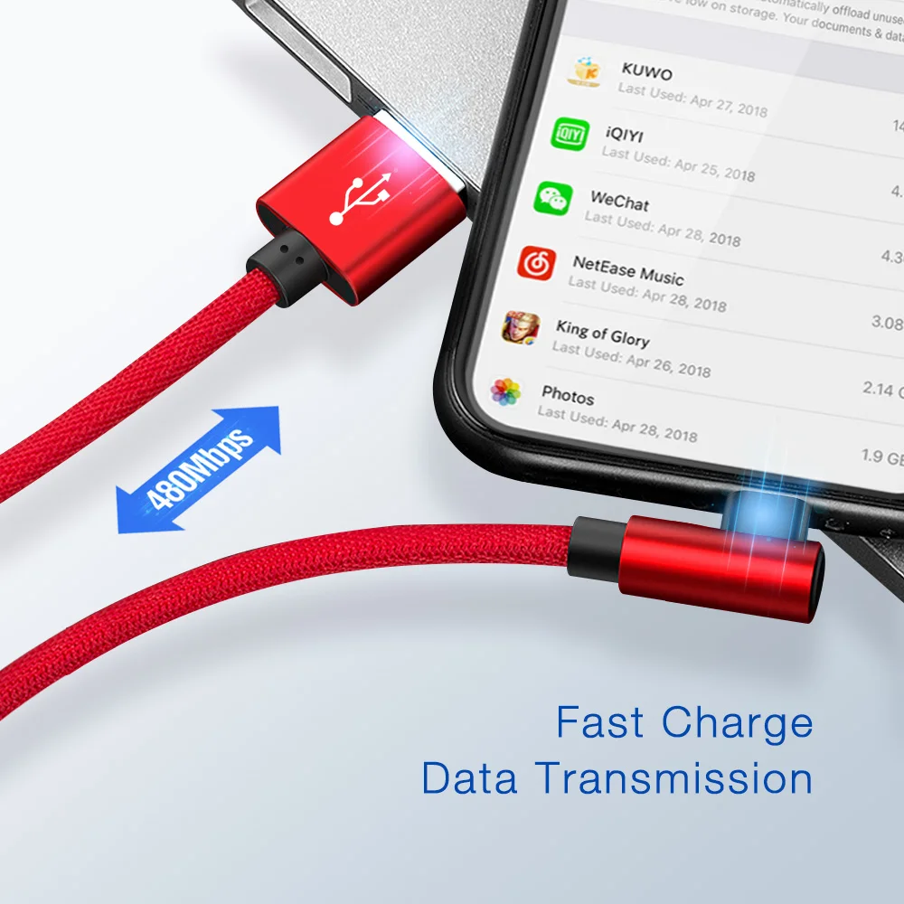 A.S 90 usb кабель для iPhone 8 7 6 6s 5 быстрой зарядки iPad USB зарядного устройства L Тип