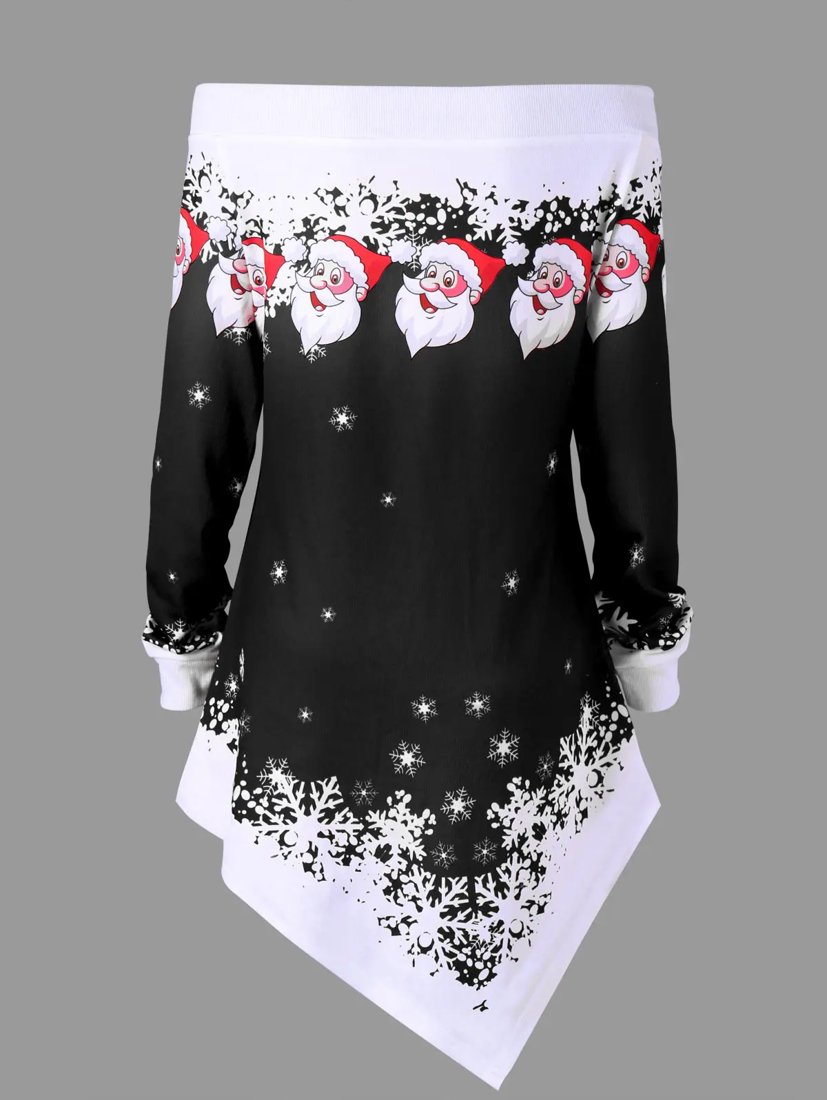 Wipalo Plus Size 5XL Christmas Off The Shoulder Asymmetric Sweatshirt Women Santa Claus Snowflake Pullover Hoodies | Женская одежда