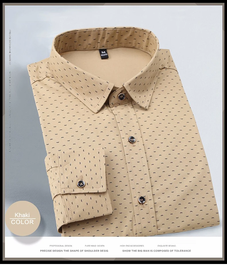 Новая коллекция модных осенних свитеров Для мужчин одежда Slim Fit Для мужчин рубашка с длинными рукавами Для мужчин в горошек Повседневное Для мужчин рубашка социальных размера плюс M-5XL