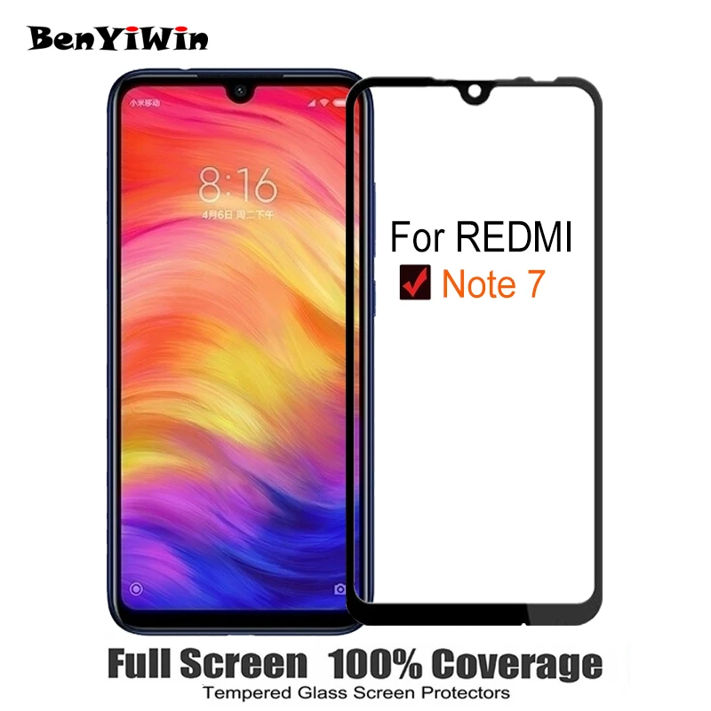 2 шт Полное покрытие из закаленного стекла для Xiaomi Redmi Note 7 Защита экрана 9H 2.5D на Защитное стекло для Redmi Note 7 стеклянная пленка