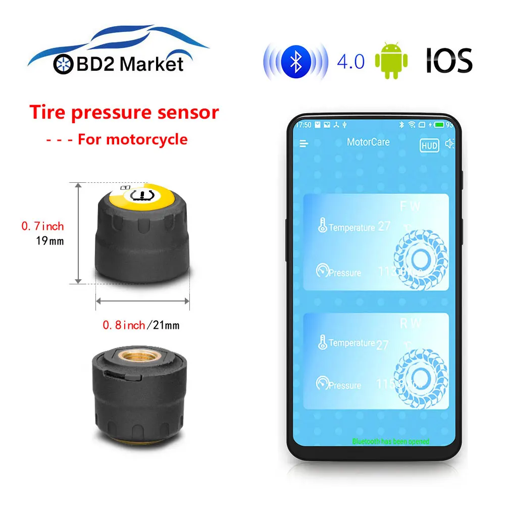 Датчик давления в шинах мотоцикла TPMS с bluetooth 2 внешних датчика система контроля