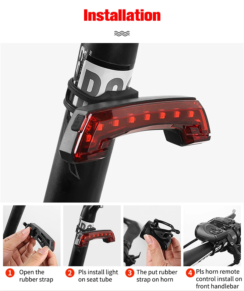 WEST BIKING 200 мА · ч фонарь USB Перезаряжаемые задняя фара велосипеда Беспроводной дистанционного Управление Лампа сигнала поворота с колокольчиком Предупреждение свет