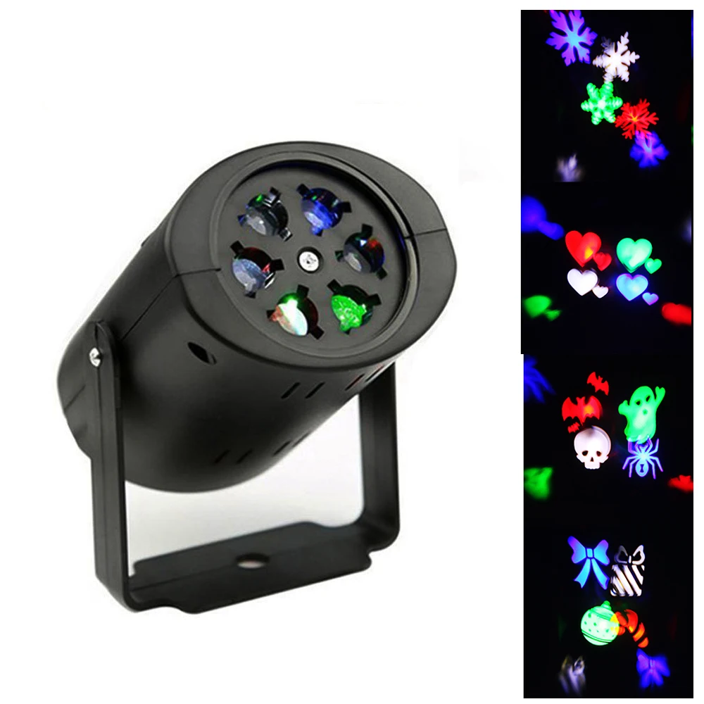 3W 4 Patterns Christmas Laser Projector Snowflake/Heart RGB LED Stage Light for Holiday Xmas Party Halloween Decoration Lights | Лампы и
