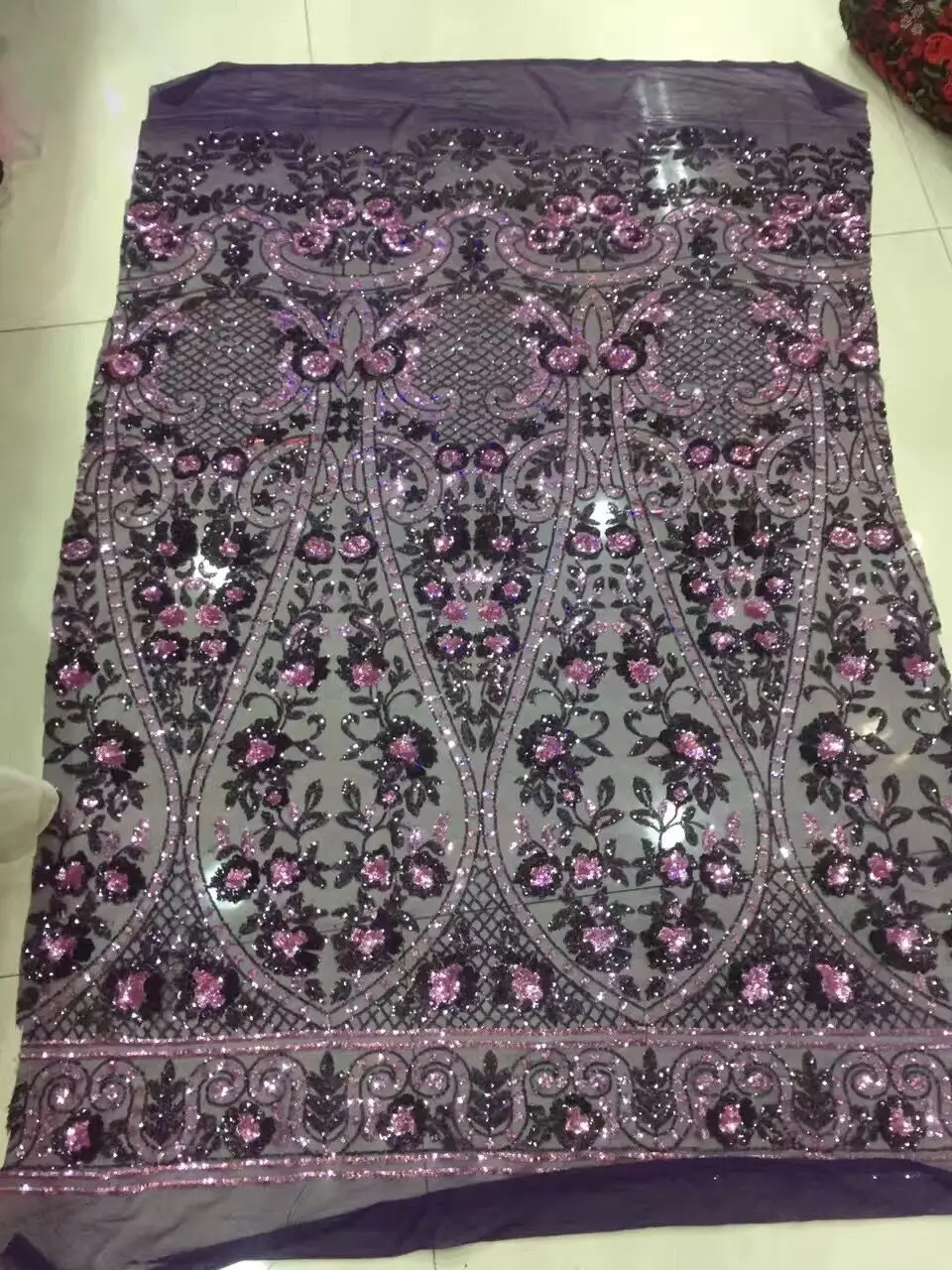 

super quality Z-han453 African tulle mesh lace fabric with sequins Newest french sequins lace for dress