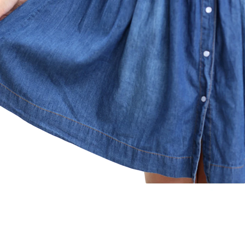 Летнее джинсовое платье с отложным воротником новинка 2017 милое короткое для