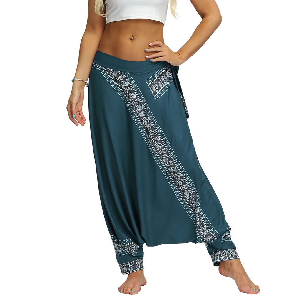 Женские панталоны женские шаровары pantalones mujer pantalones de mujer Уличная Повседневная Свободная мешковатая Boho Aladdin брюки Z4