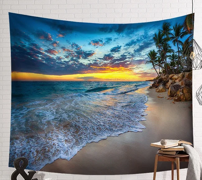 CAMMITEVER кокосовое дерево Sunrise Seaside голубое зеленое море каюта покрывало для пляжа